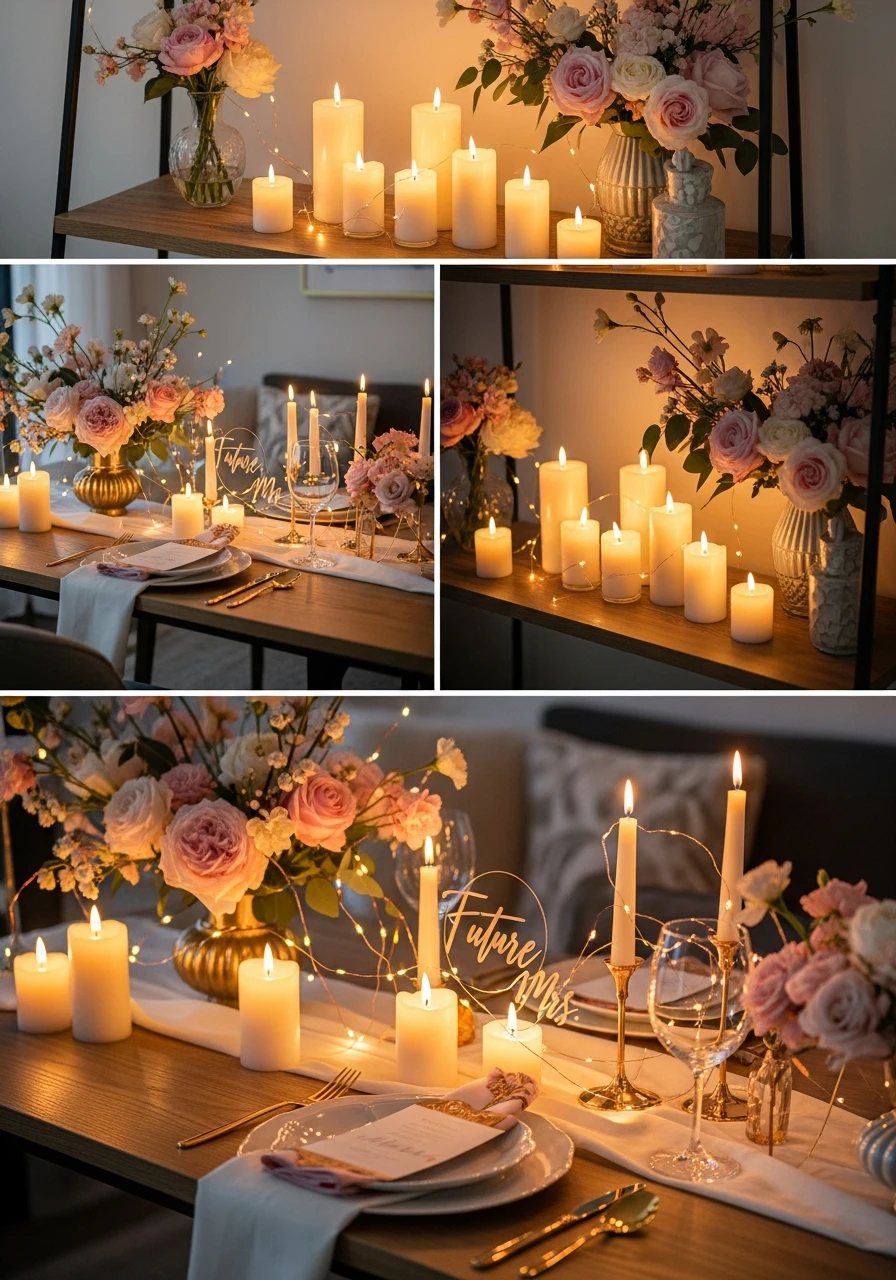 Soft Candlelight Atmosphere - 30 Bride to Be Decoration Ideas at Home