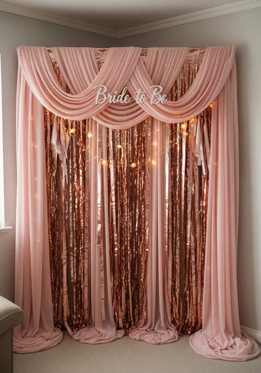 Bridal Photo Backdrop Area - 30 Bride to Be Decoration Ideas at Home