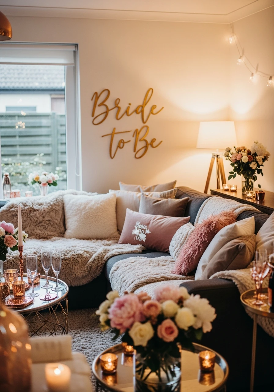 Cozy Lounge Area - 30 Bride to Be Decoration Ideas at Home