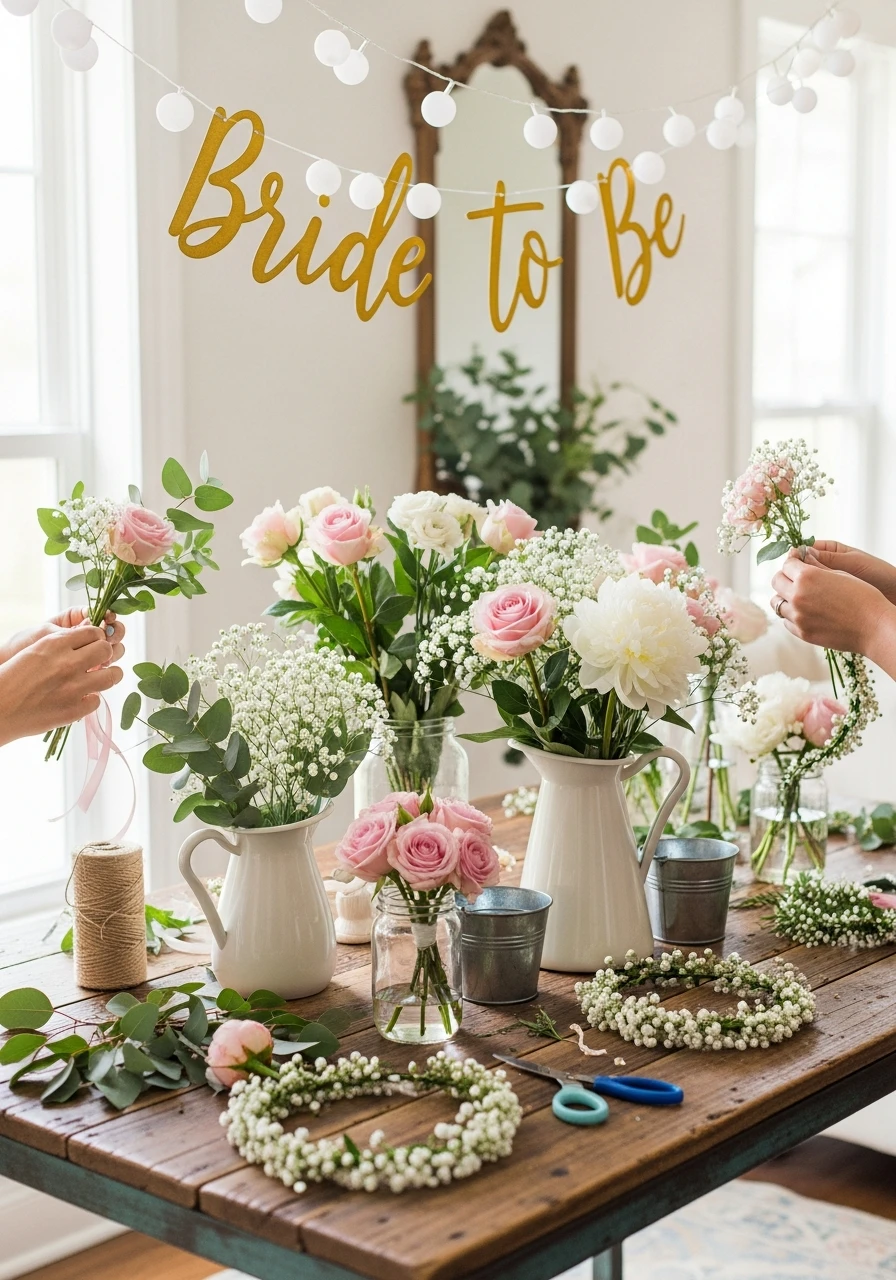Interactive DIY Flower Bar - 30 Bride to Be Decoration Ideas at Home