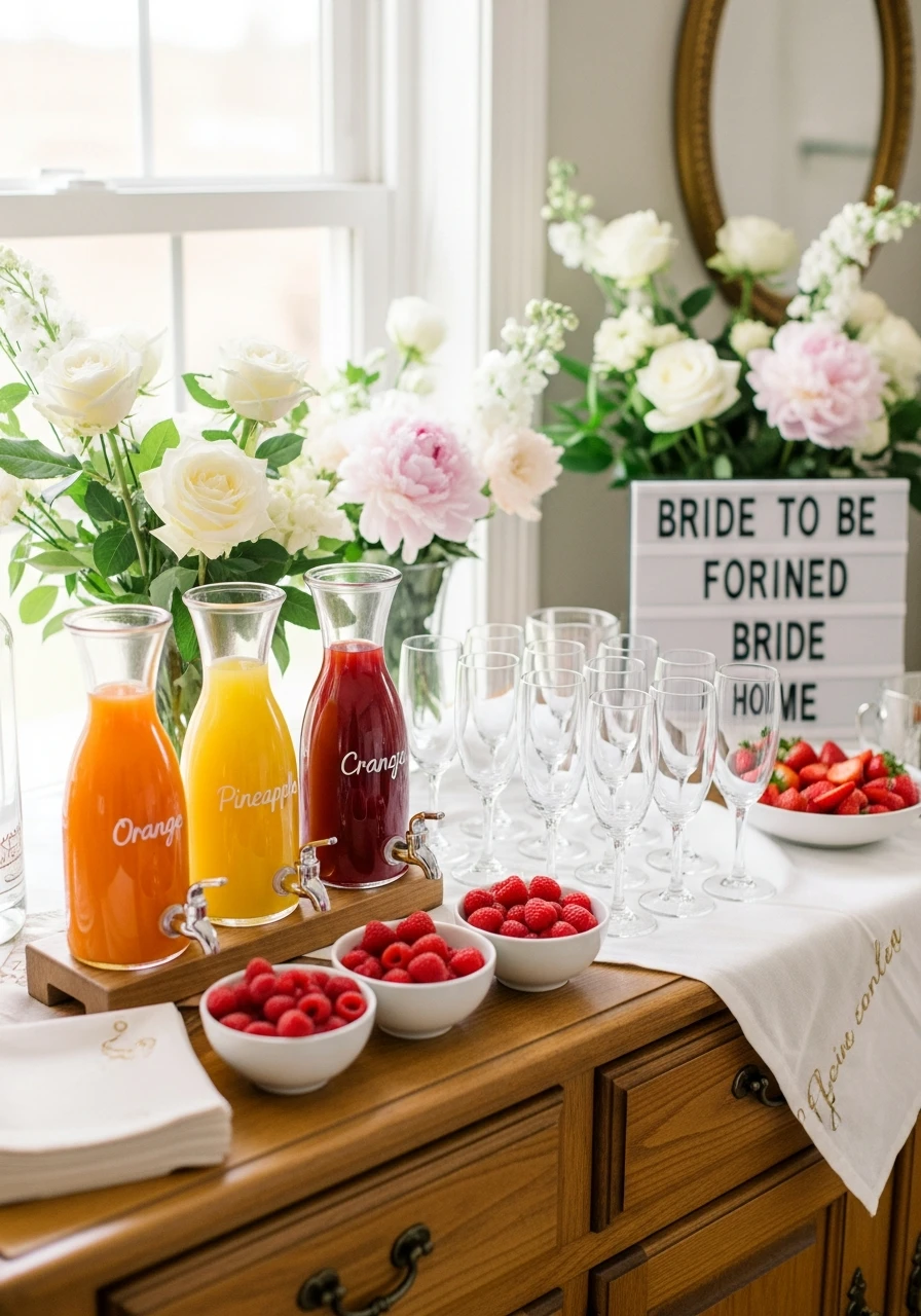 Mimosa Bar Drink Station - 30 Bride to Be Decoration Ideas at Home