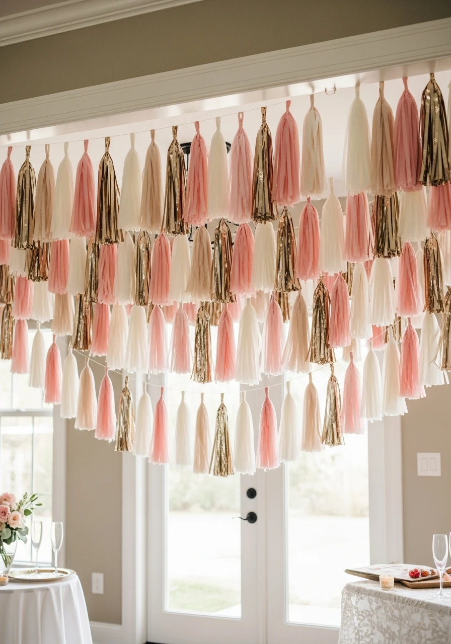 Hanging Tassel Garlands - 30 Bride to Be Decoration Ideas at Home