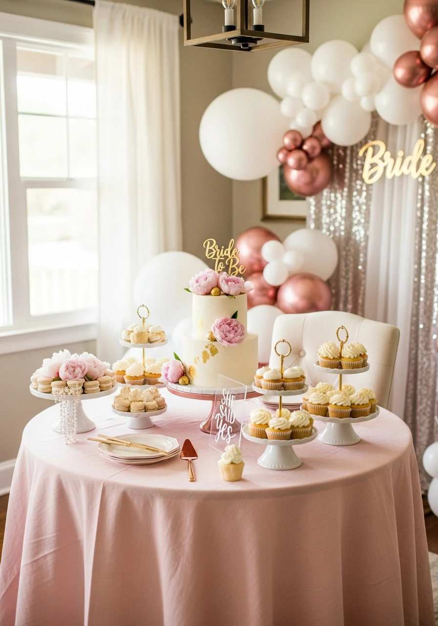 Styled Dessert Table - 30 Bride to Be Decoration Ideas at Home