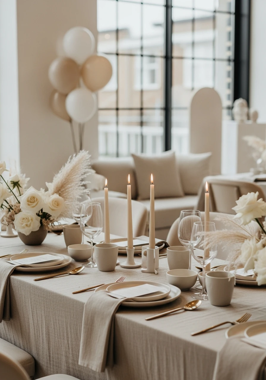 Neutral Chic Modern Theme - 50 Amazing Bride to be Theme Ideas for the Perfect Party