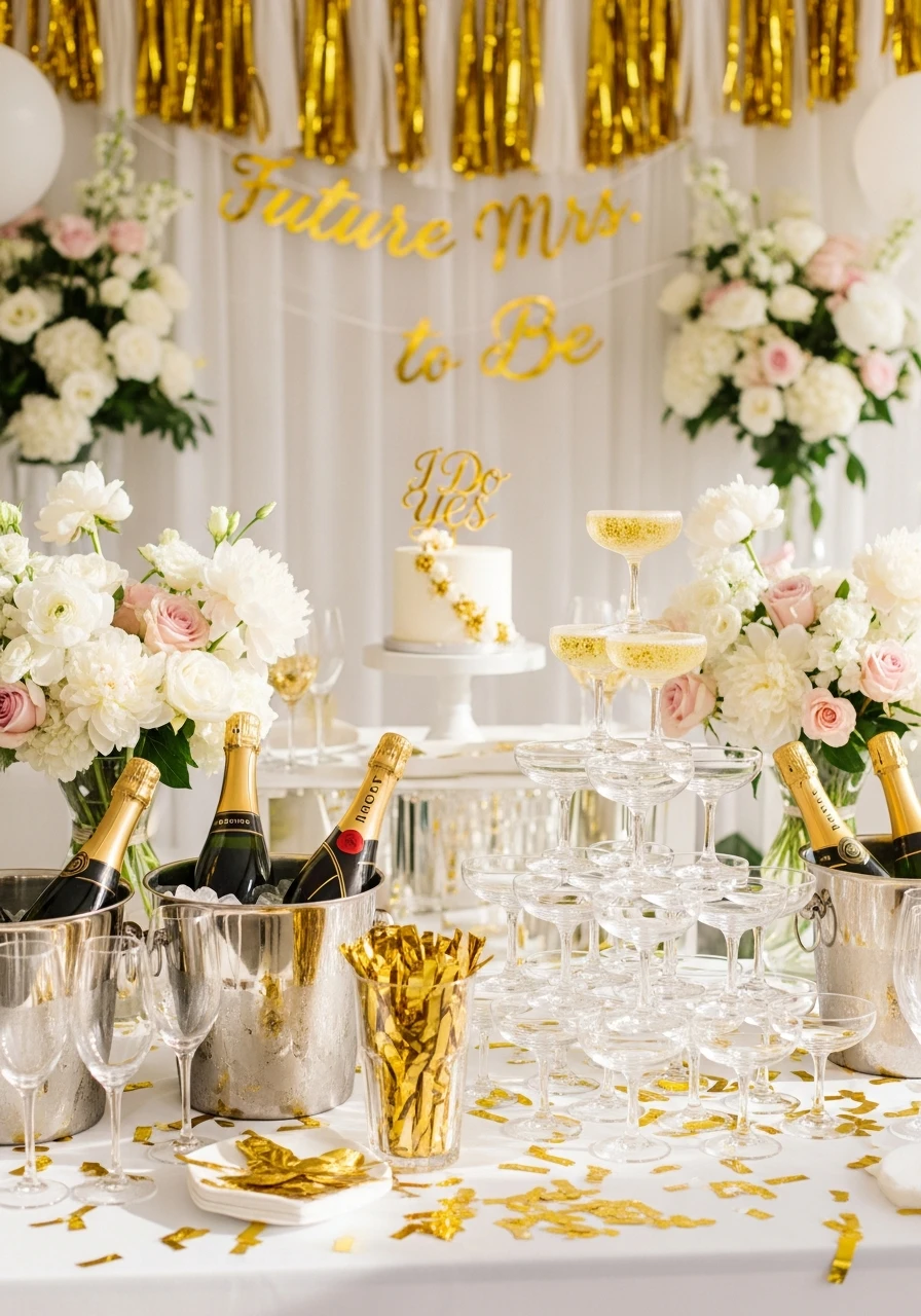 Champagne Celebration Party - 50 Amazing Bride to be Theme Ideas for the Perfect Party
