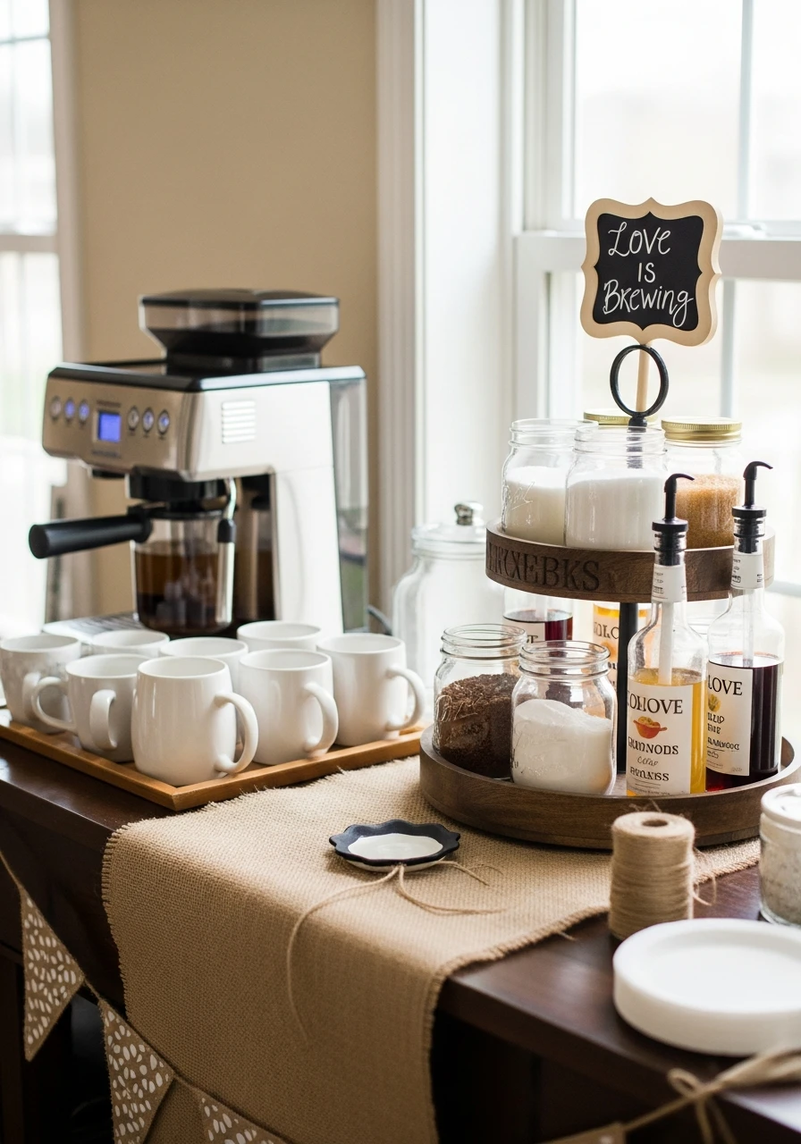 Cozy Coffee Bar Theme - 50 Cheap Bridal Shower Ideas That Look Expensive