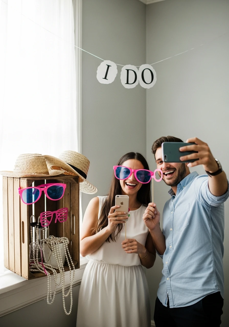 Set Up a Photo Corner - 50 Cheap Bridal Shower Ideas That Look Expensive