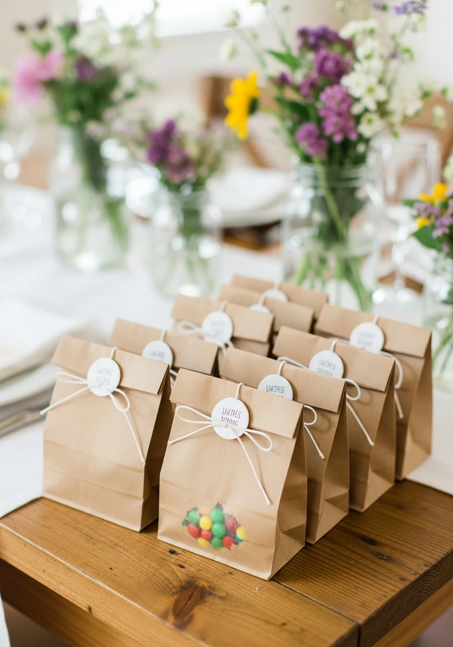 DIY Kraft Paper Favor Bags - 50 Cheap Bridal Shower Ideas That Look Expensive
