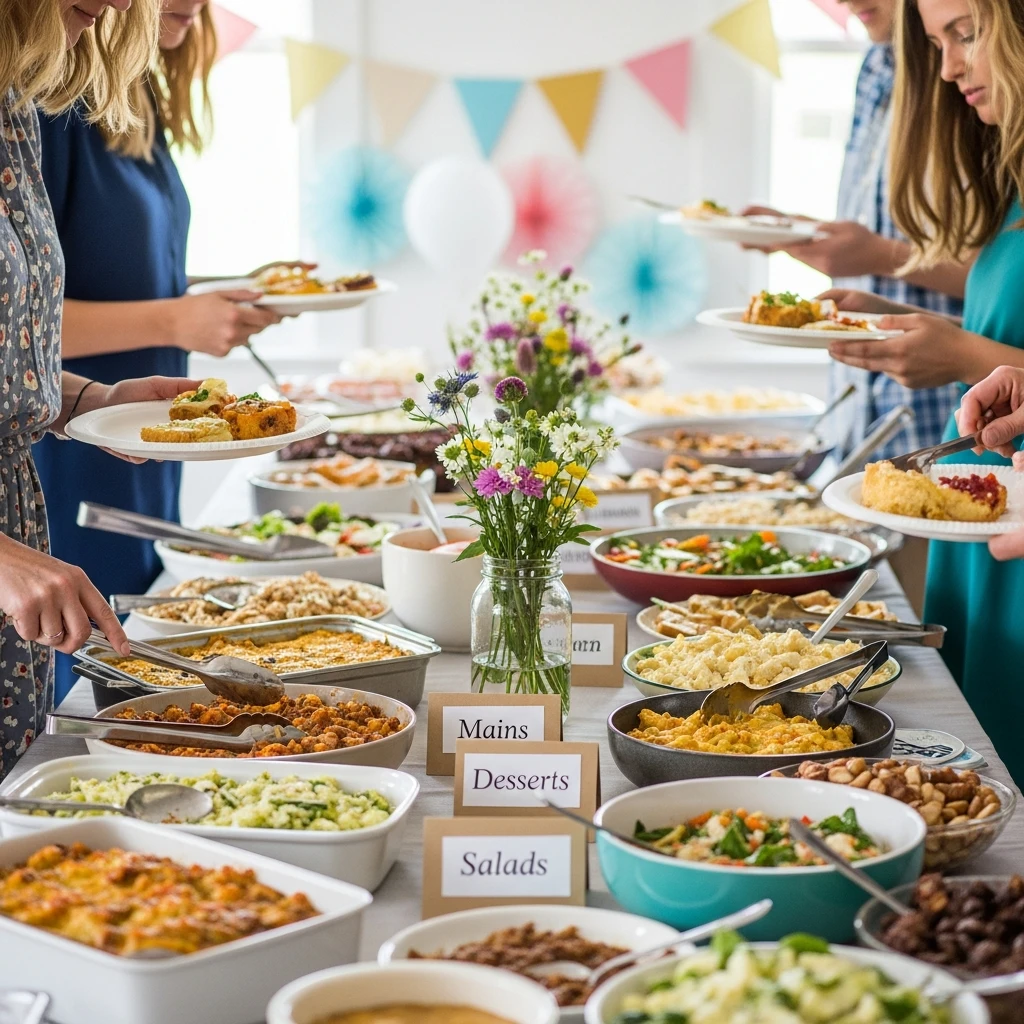 Potluck-Style Baby Shower - 50 Cheap Baby Shower Ideas That Look Amazing