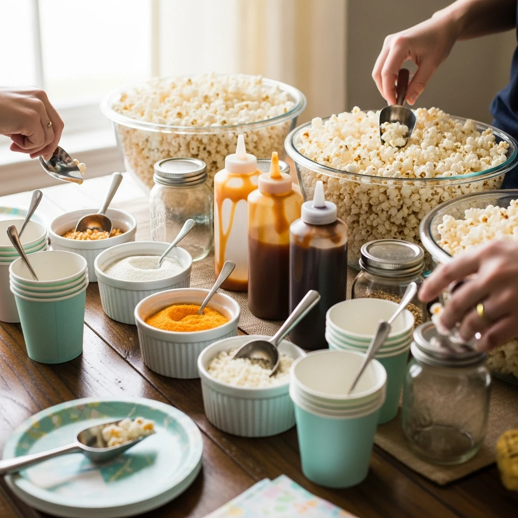 Popcorn Bar - 50 Cheap Baby Shower Ideas That Look Amazing