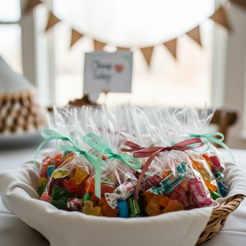 Mini Candy Bags - 50 Cheap Baby Shower Ideas That Look Amazing