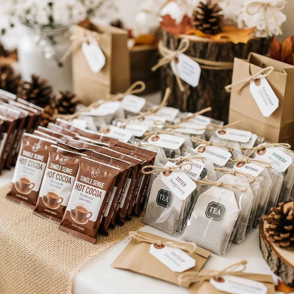 Tea or Hot Cocoa Packets - 50 Cheap Baby Shower Ideas That Look Amazing