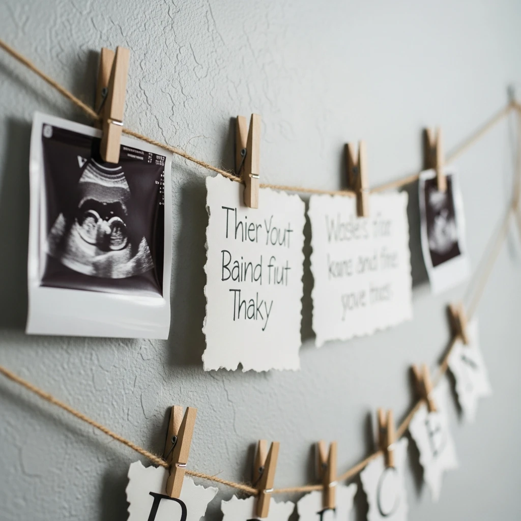 Clothespin Photo Line - 50 Cheap Baby Shower Ideas That Look Amazing