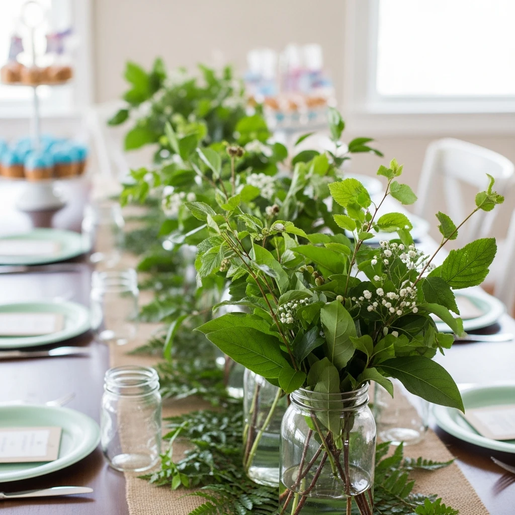 Fresh Greenery from Yard - 50 Cheap Baby Shower Ideas That Look Amazing