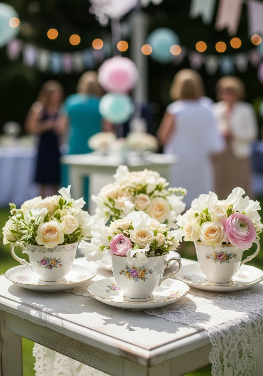 Teacups as Centerpieces - 50 Best Garden Bridal Shower Ideas for the Perfect Party