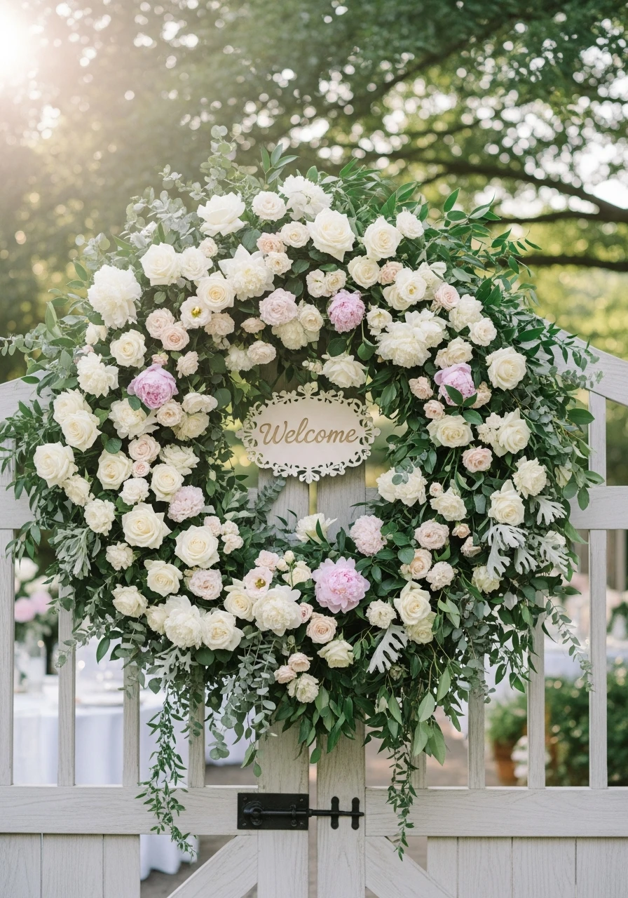 Wreath Welcome Sign - 50 Best Garden Bridal Shower Ideas for the Perfect Party