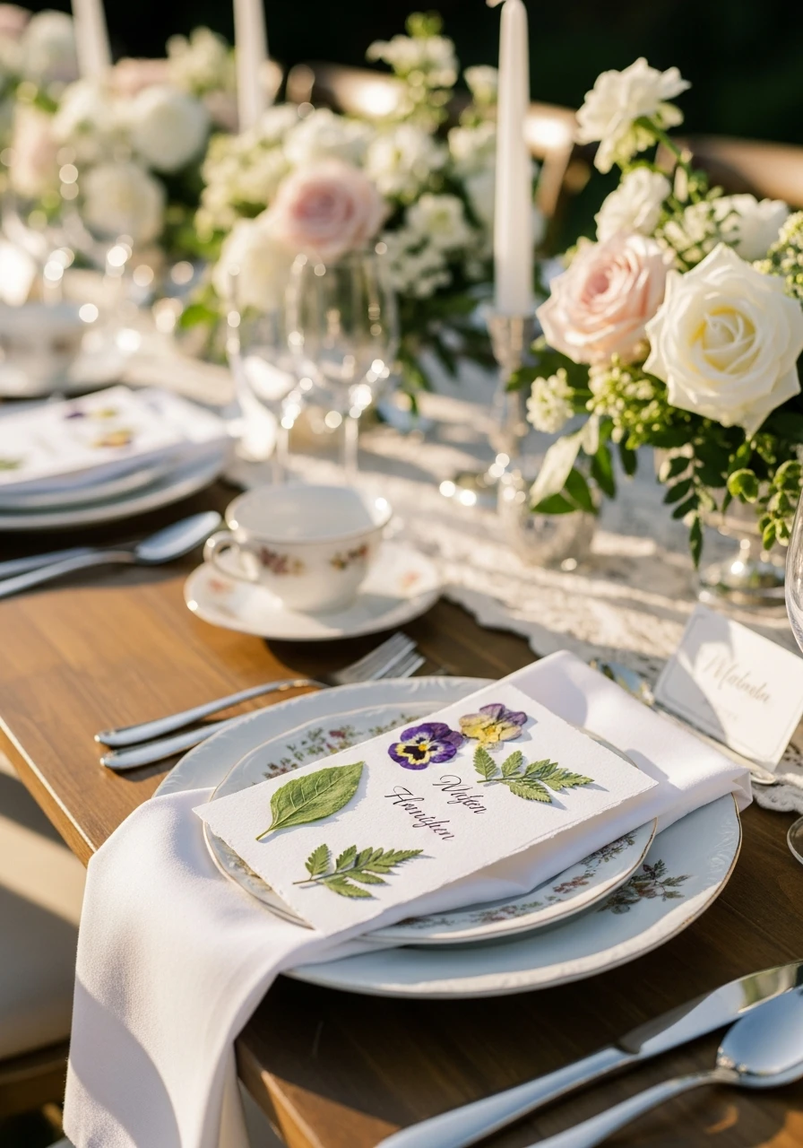 Pressed Flower Place Cards - 50 Best Garden Bridal Shower Ideas for the Perfect Party