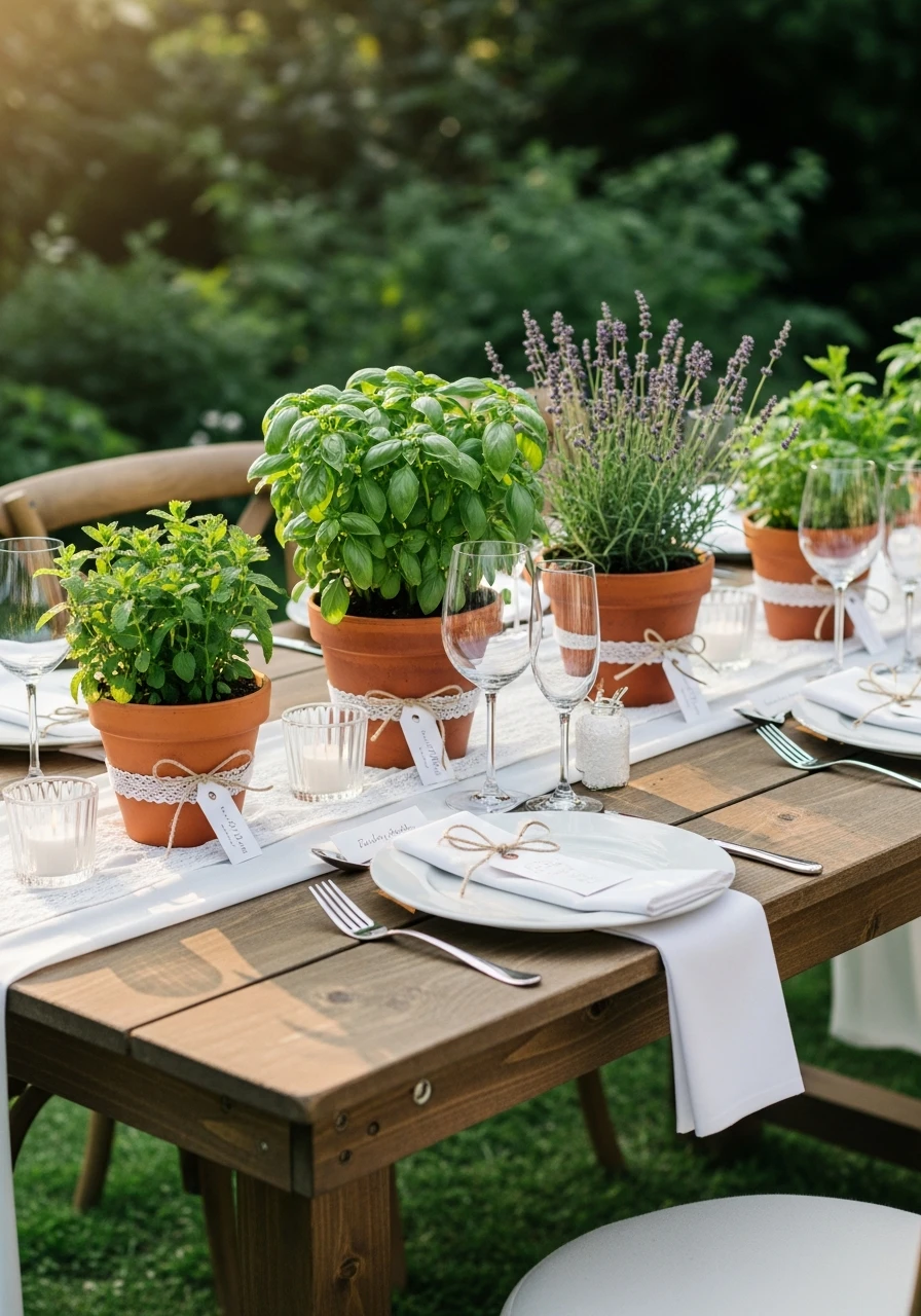 Potted Herb Decorations - 50 Best Garden Bridal Shower Ideas for the Perfect Party
