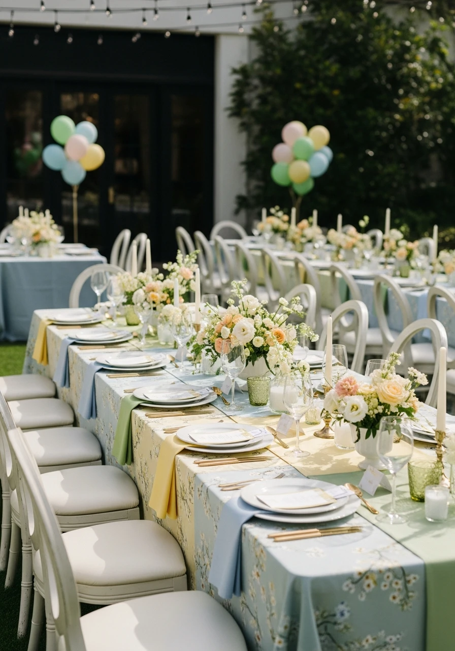 Use Pastel Table Linens - 50 Best Garden Bridal Shower Ideas for the Perfect Party