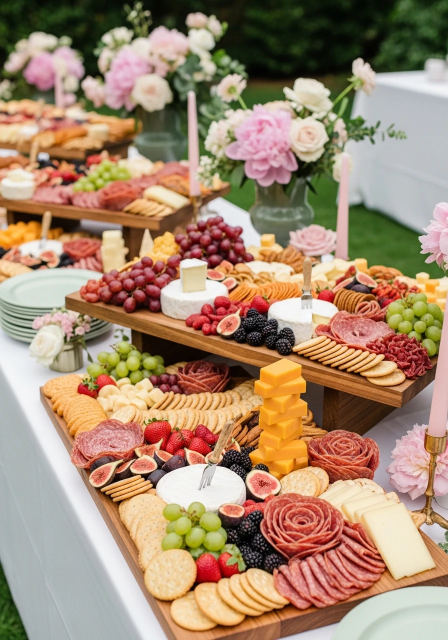 Charcuterie Board Display - 50 Best Garden Bridal Shower Ideas for the Perfect Party