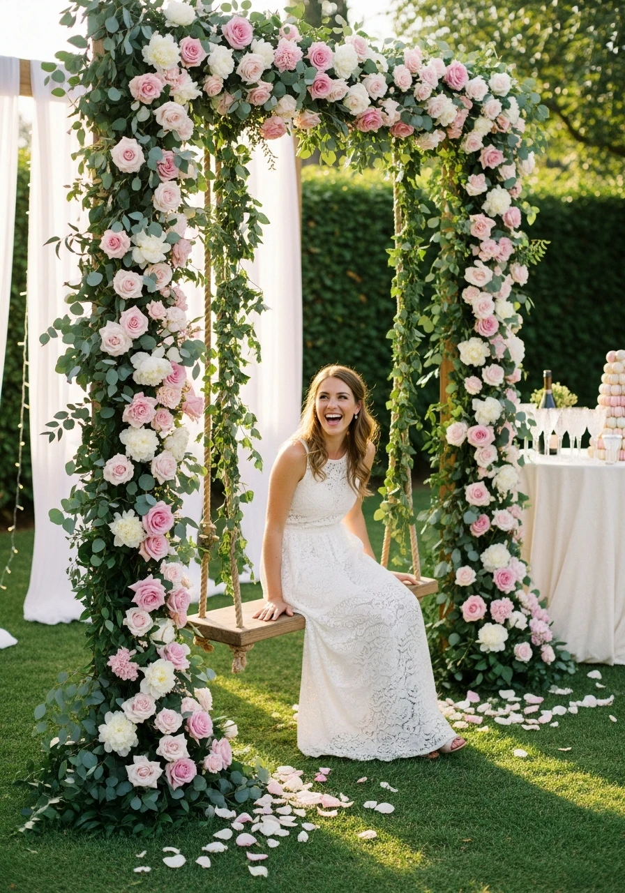 Flower Garden Swing - 50 Best Garden Bridal Shower Ideas for the Perfect Party