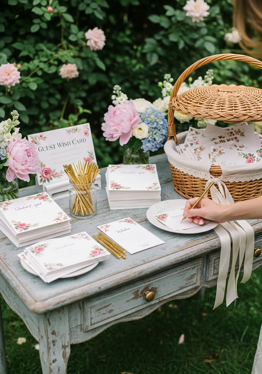 Guest Wish Card Station - 50 Best Garden Bridal Shower Ideas for the Perfect Party