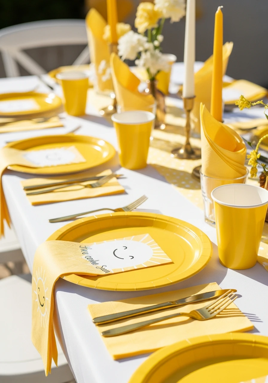 Sunshine-Themed Tableware - 50 Bright & Joyful Here Comes the Sun Baby Shower Theme Ideas