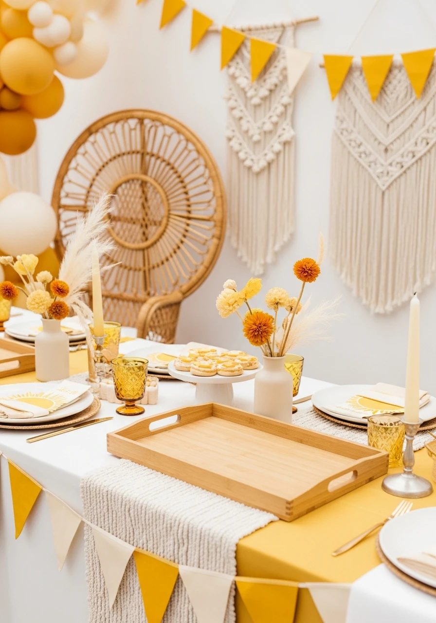 Boho Sunshine Accents - 50 Bright & Joyful Here Comes the Sun Baby Shower Theme Ideas