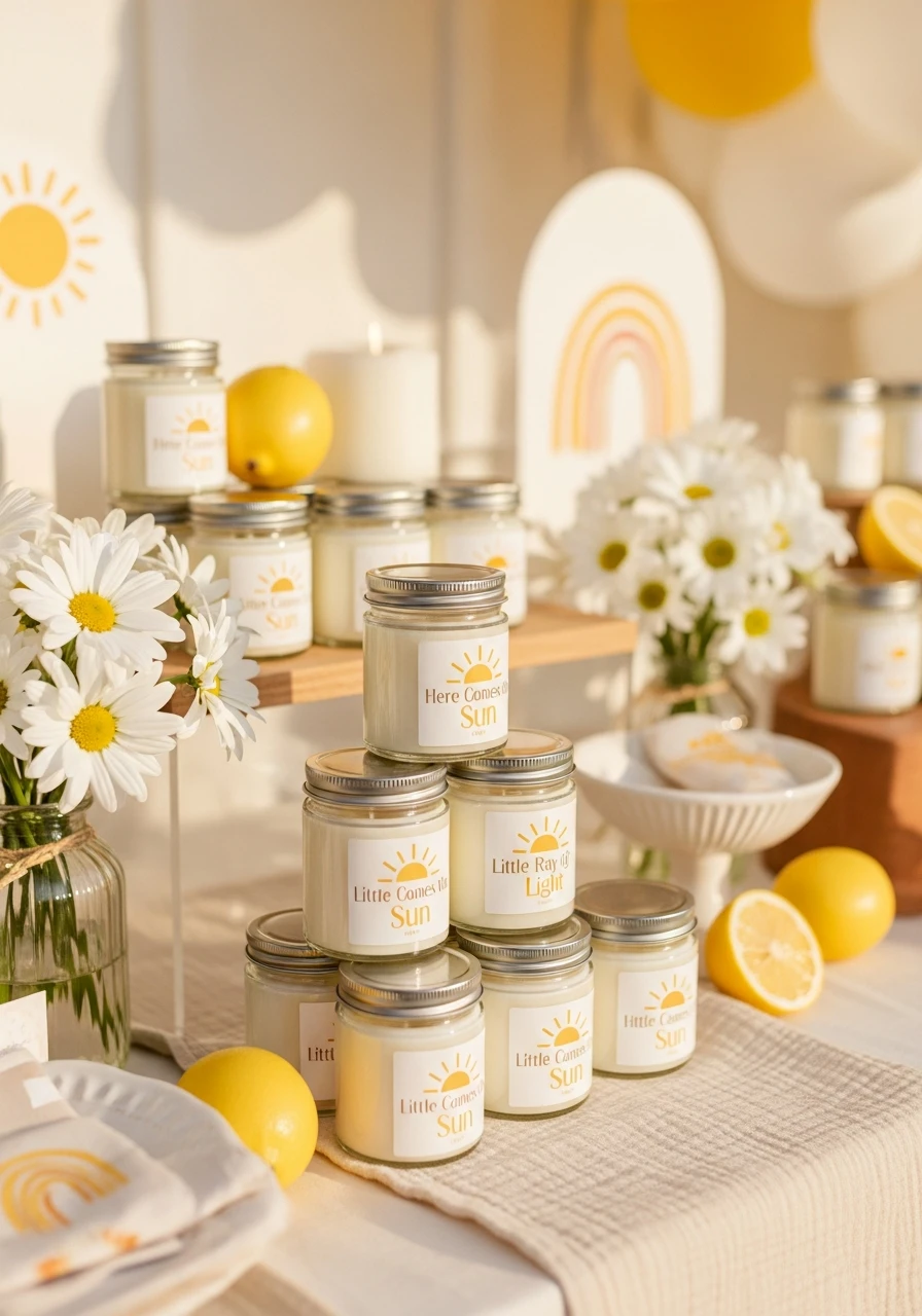 Sunshine Candle Favors - 50 Bright & Joyful Here Comes the Sun Baby Shower Theme Ideas