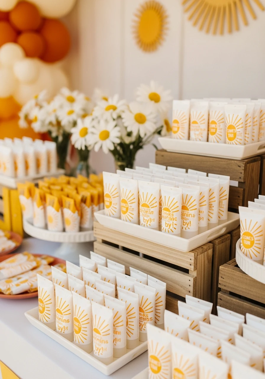 Mini Sunscreen Favor Idea - 50 Bright & Joyful Here Comes the Sun Baby Shower Theme Ideas