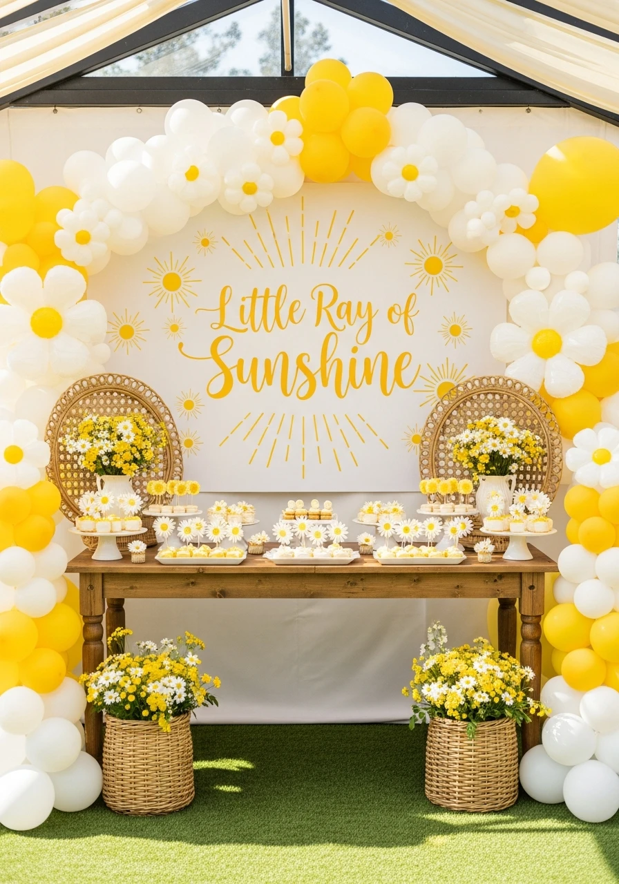 Little Ray of Sunshine Banner - 50 Bright & Joyful Here Comes the Sun Baby Shower Theme Ideas