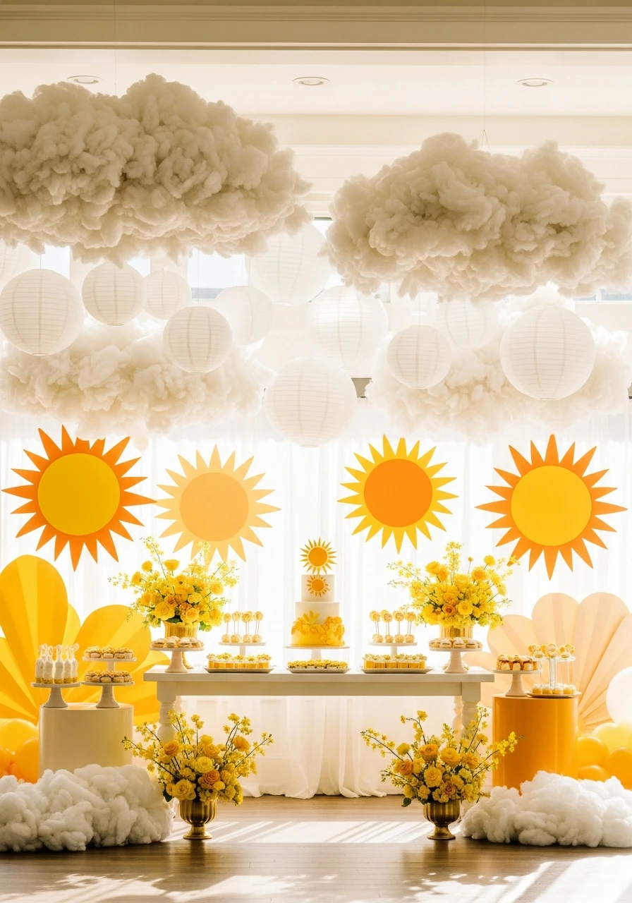 Cloud Accent Decor Pieces - 50 Bright & Joyful Here Comes the Sun Baby Shower Theme Ideas