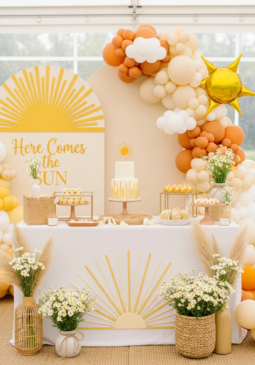 Bright and Joyful Atmosphere - 50 Bright & Joyful Here Comes the Sun Baby Shower Theme Ideas