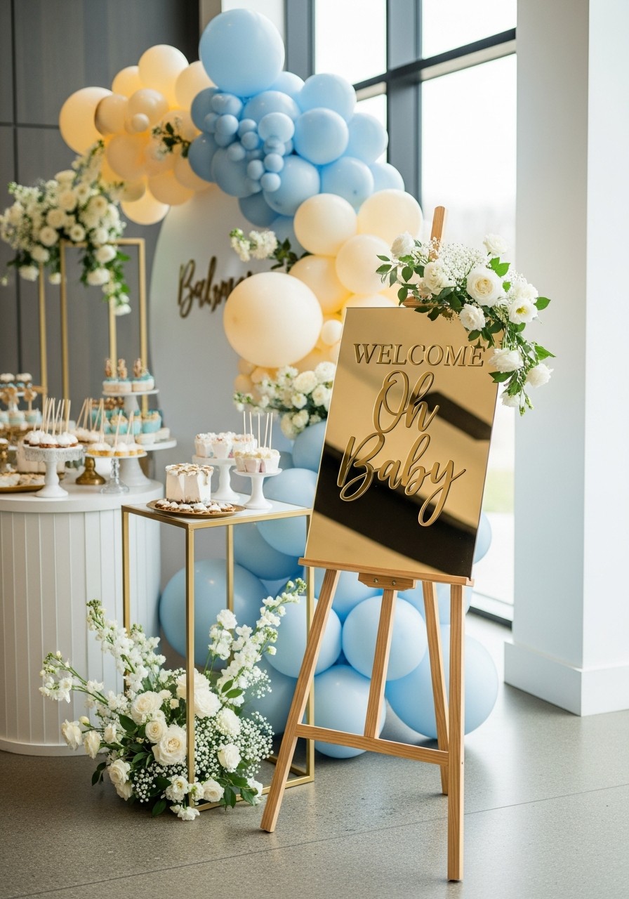 Gold or Acrylic Signage - 50 Luxury Baby Shower Ideas That Look Expensive