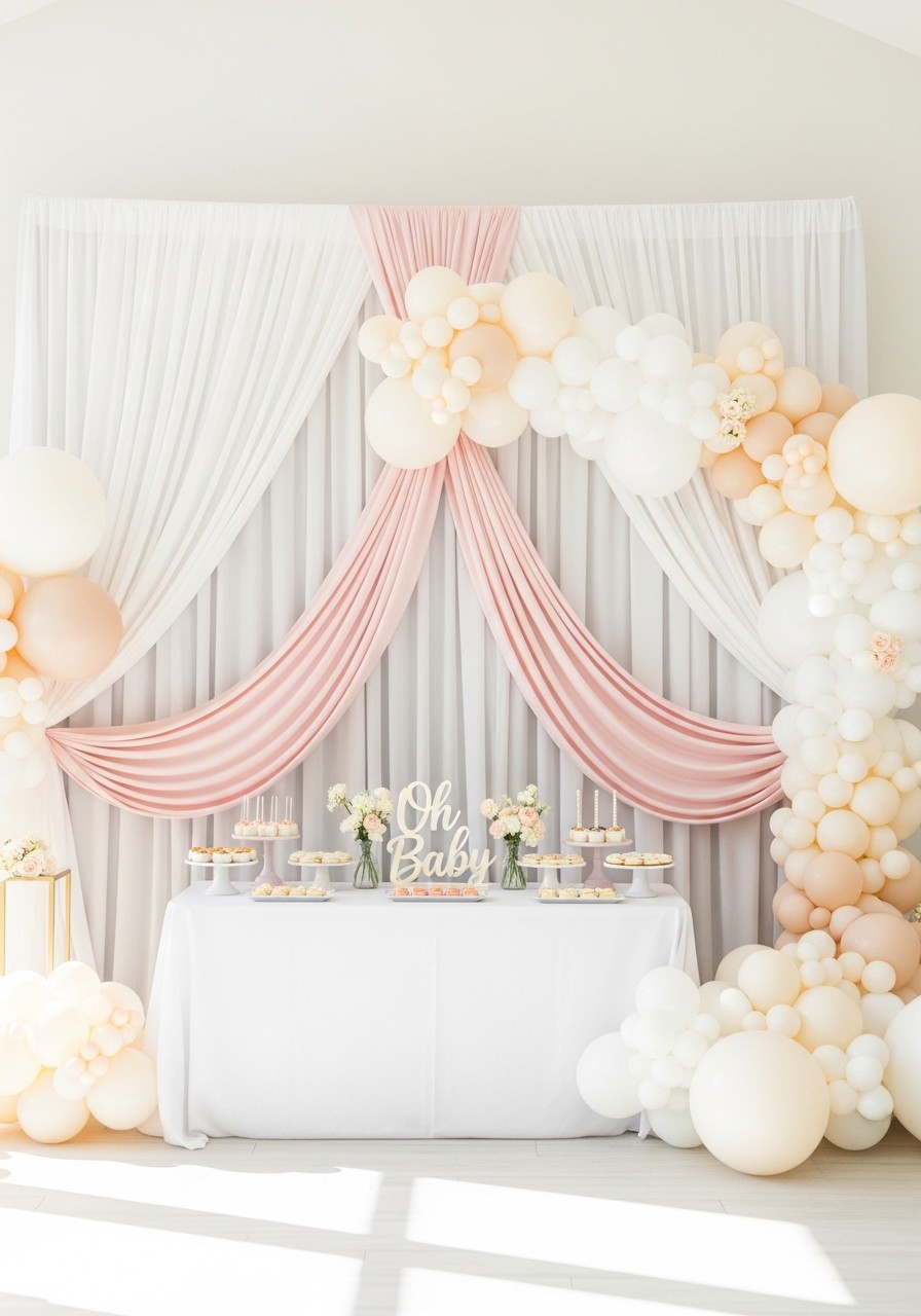 Silk or Chiffon Draping - 50 Luxury Baby Shower Ideas That Look Expensive