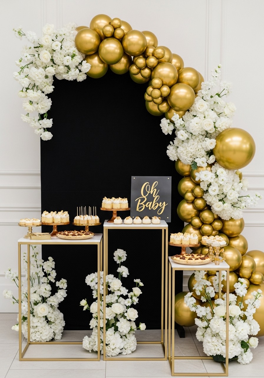 Modern Black and Gold - 50 Luxury Baby Shower Ideas That Look Expensive