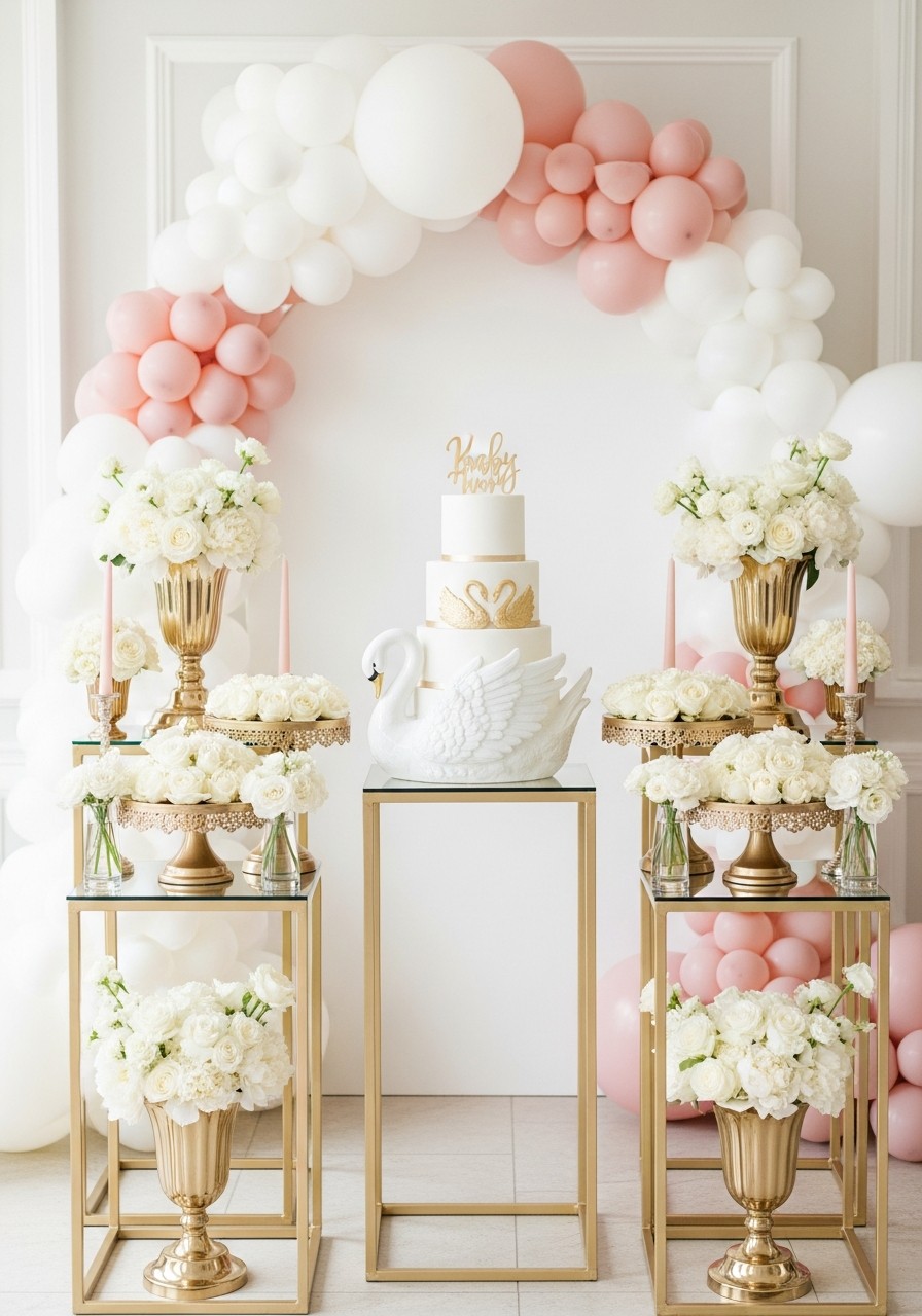 Swan-Inspired Luxury Look - 50 Luxury Baby Shower Ideas That Look Expensive