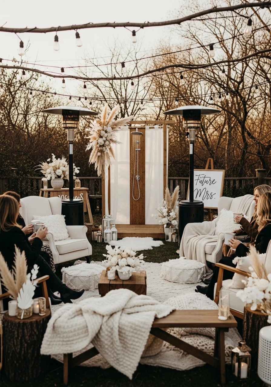 Warm Winter Setup - 50 Perfect Outdoor Bridal Shower Ideas for a Beautiful Celebration
