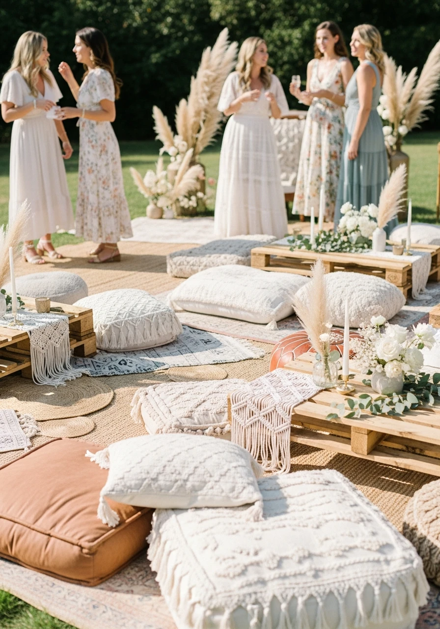 Laid-Back Boho Lounge - 50 Perfect Outdoor Bridal Shower Ideas for a Beautiful Celebration