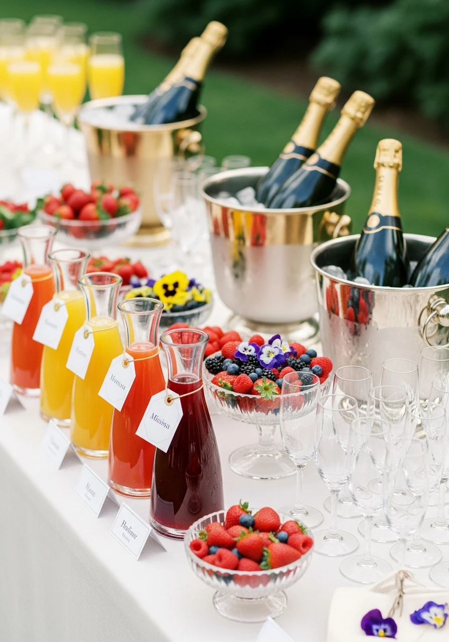 Mimosa Bar Setup - 50 Perfect Outdoor Bridal Shower Ideas for a Beautiful Celebration