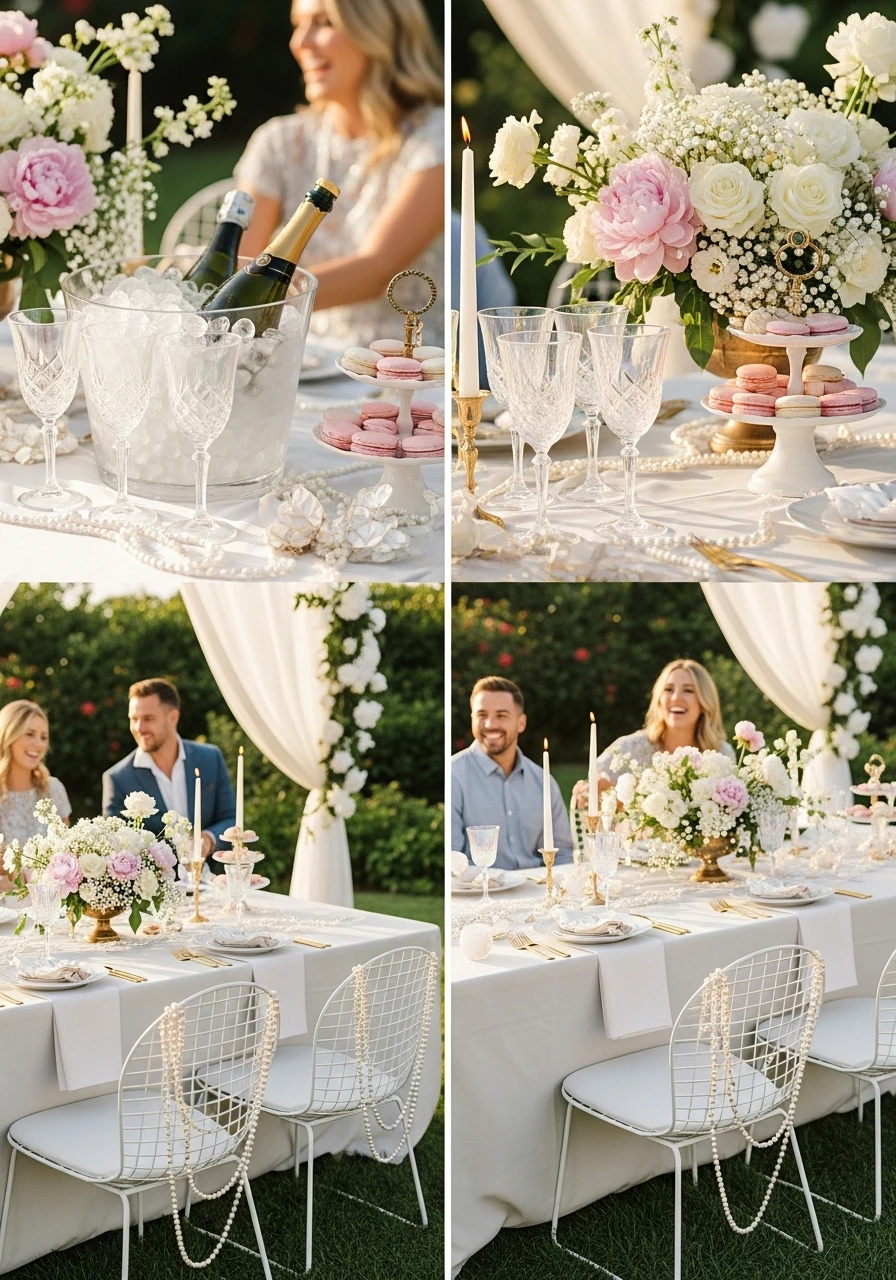 Pearls and Prosecco Theme - 50 Perfect Outdoor Bridal Shower Ideas for a Beautiful Celebration