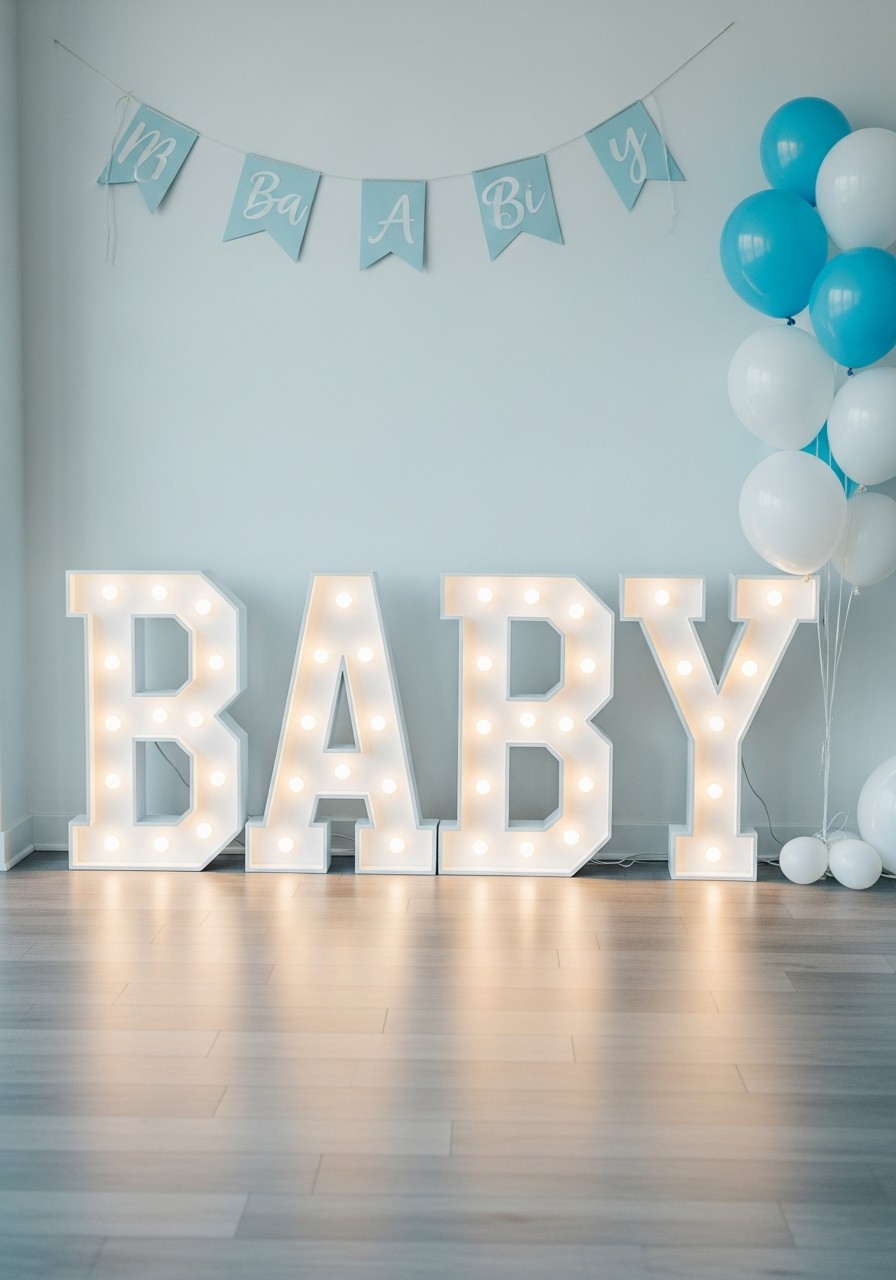 Light-Up Marquee Letters - Simple baby shower decorations