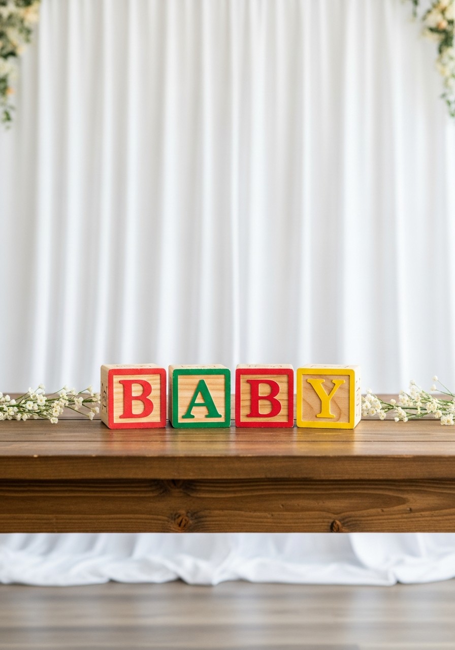 Classic Wooden Blocks - Simple baby shower decorations