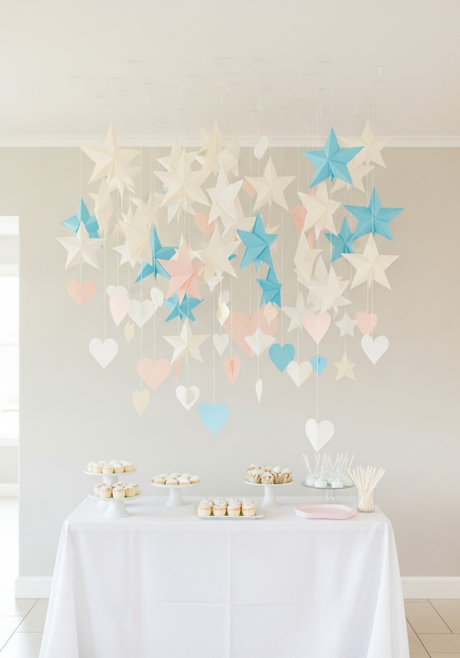 Suspended Shapes Decor - Simple baby shower decorations