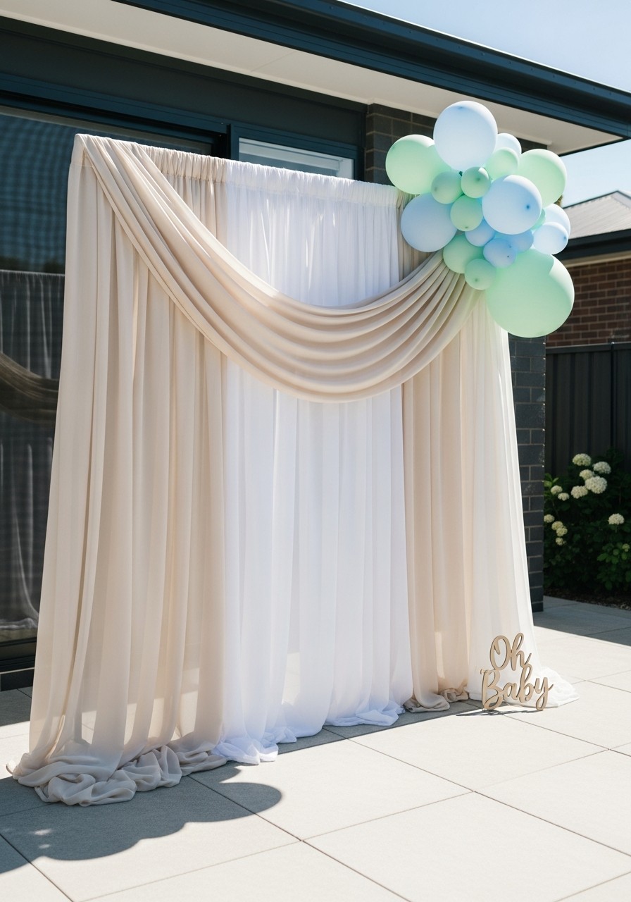 Soft Fabric Backdrop - Simple baby shower decorations
