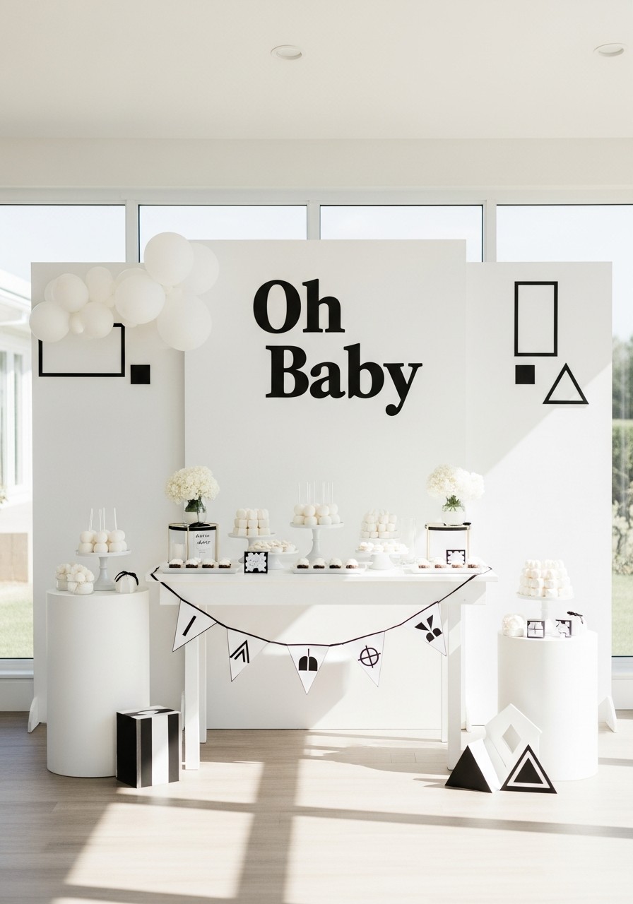 Minimal Black & White - Simple baby shower decorations