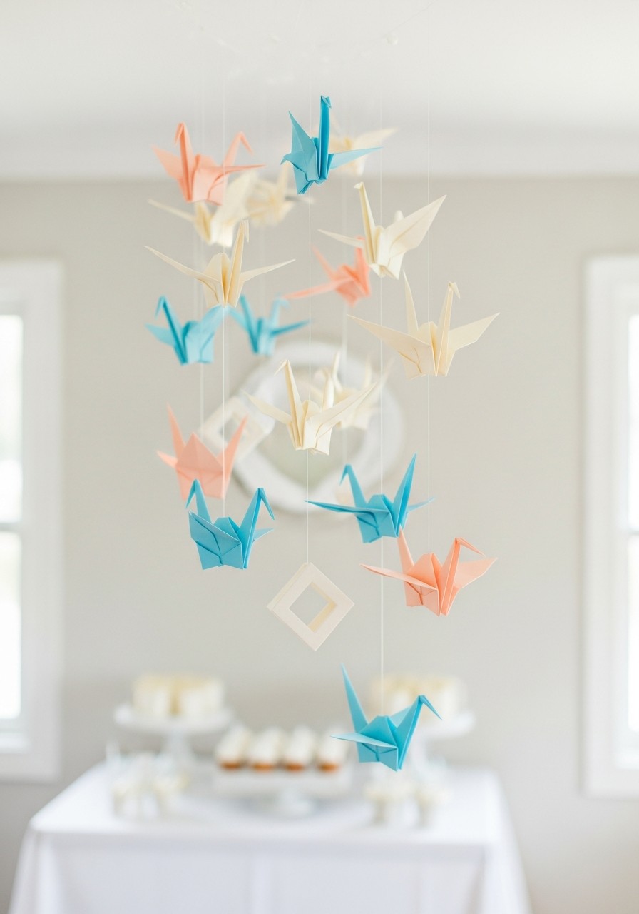 Paper Mobile Decor - Simple baby shower decorations