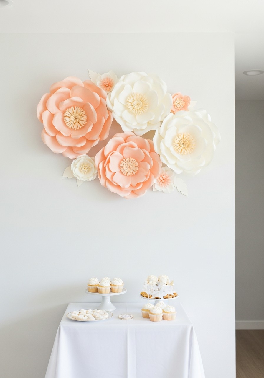 Oversized Paper Flowers - Simple baby shower decorations