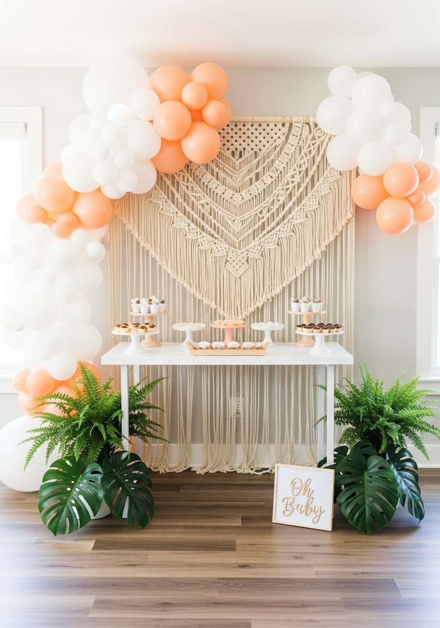 Macramé Boho Decor - Simple baby shower decorations