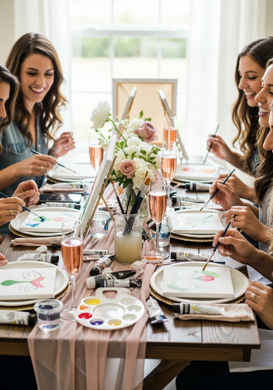 Simple Sip and Paint - 50 Small Bridal Shower Ideas for an Intimate, Perfect Party